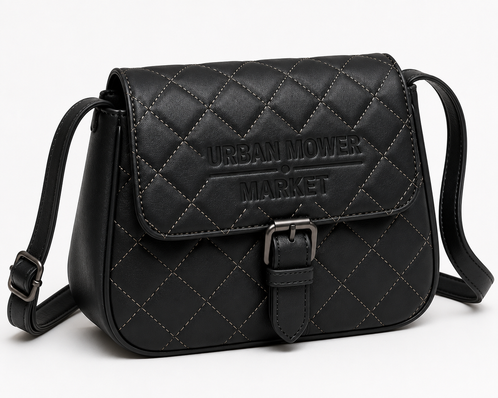 Urbanmowermarker Quilted Black Leather Crossbody Bag
