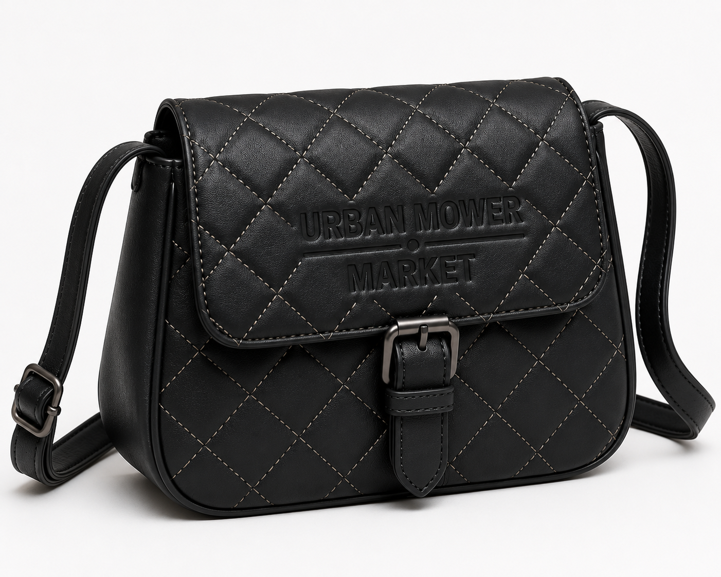 Urbanmowermarker Quilted Black Leather Crossbody Bag