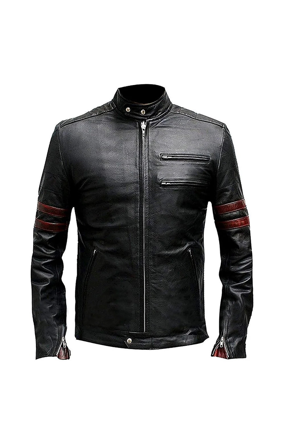 Classic Fight Club Tyler Durden Brad Pitt Retro Style Black Genuine Leather Jacket