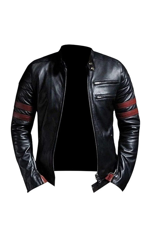 Classic Fight Club Tyler Durden Brad Pitt Retro Style Black Genuine Leather Jacket