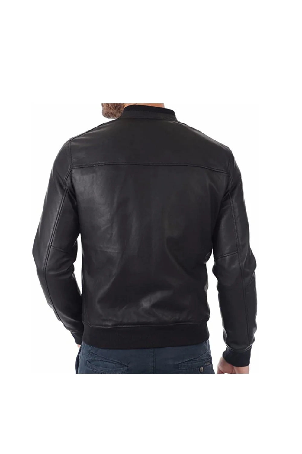 Men's Black Bomber Style Real Leather Jacket