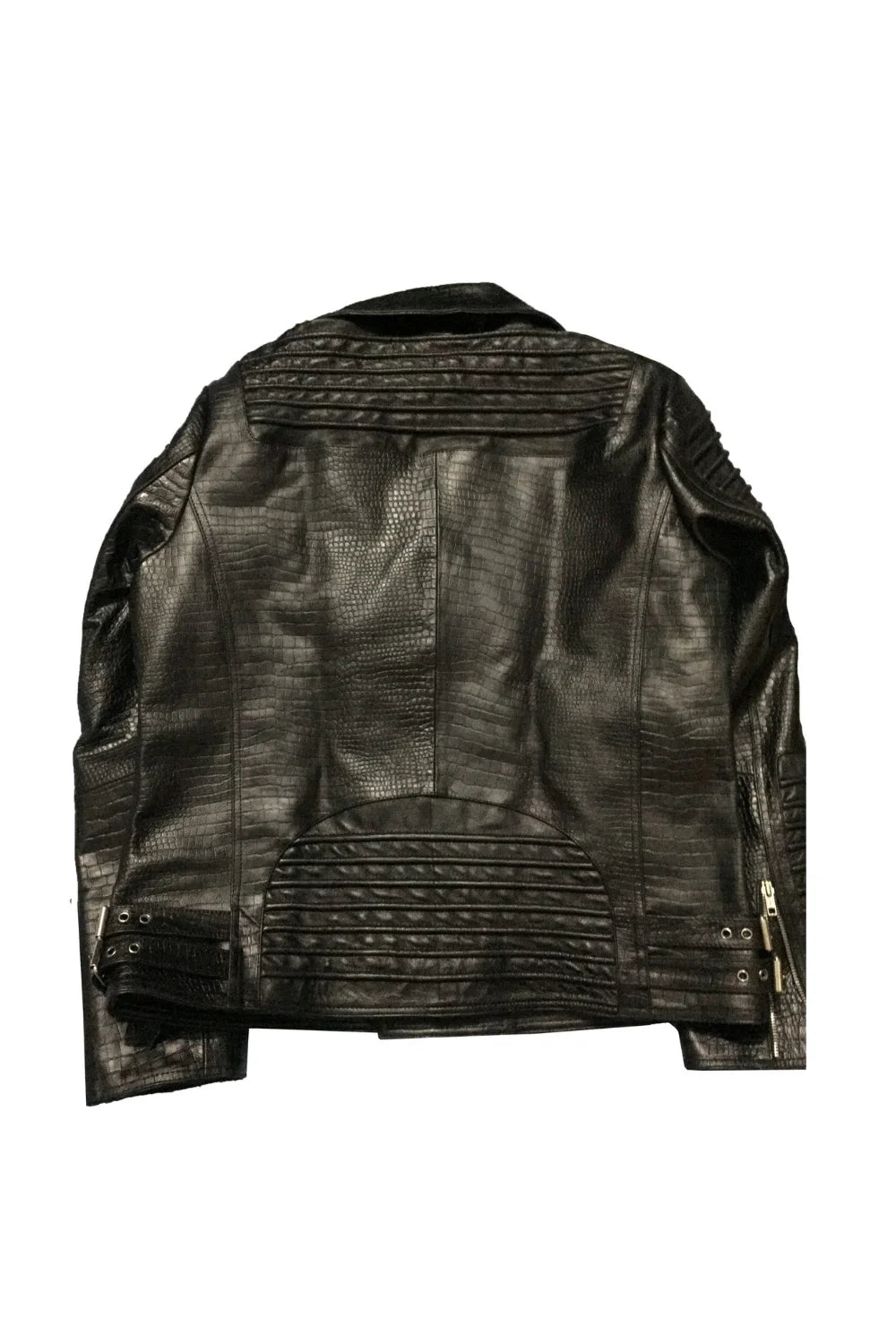 Men's Cafe Racer Crocodile Style Black Leather Jacket