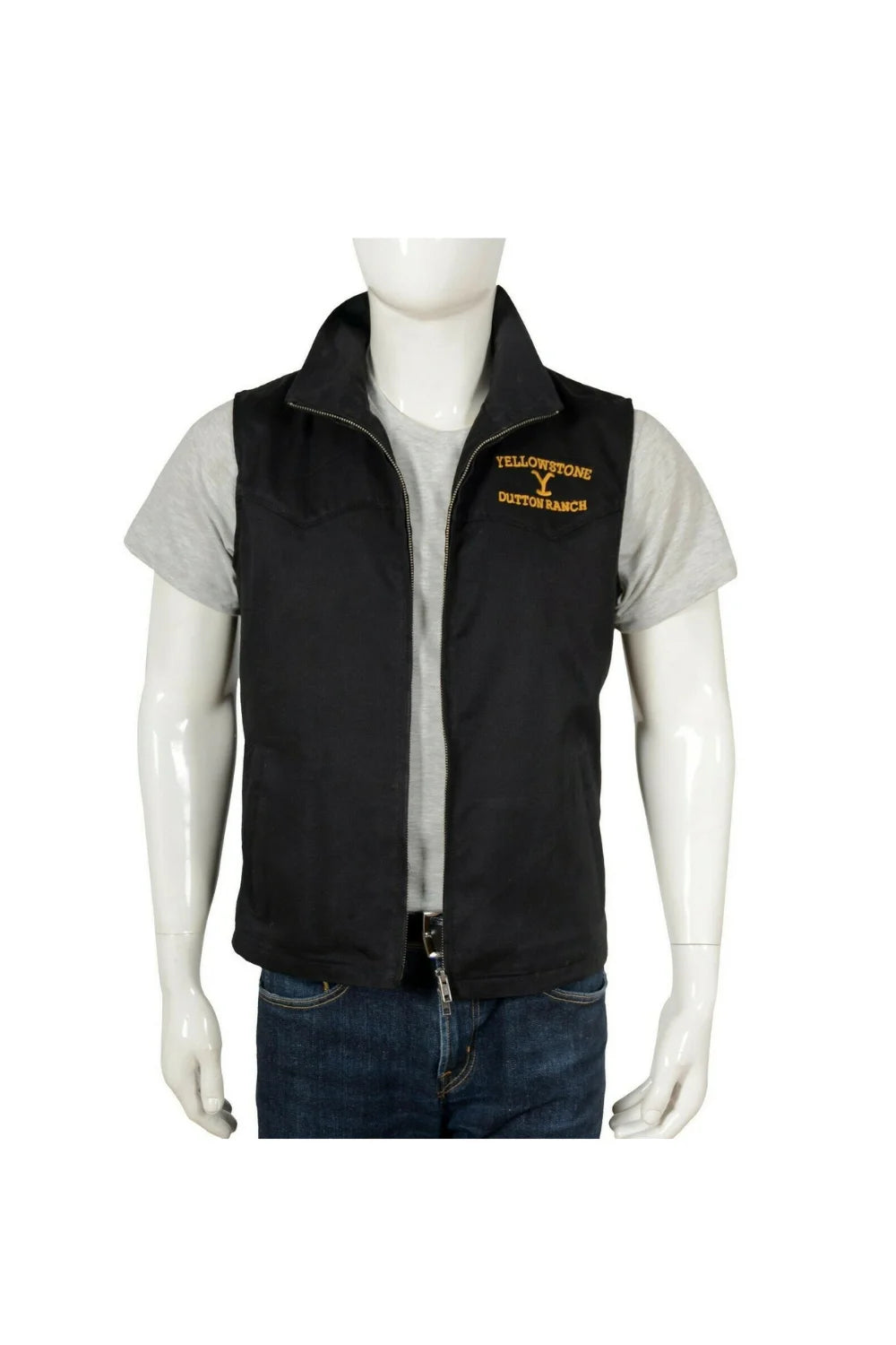 John Dutton Black Cotton Yellowstone Vest