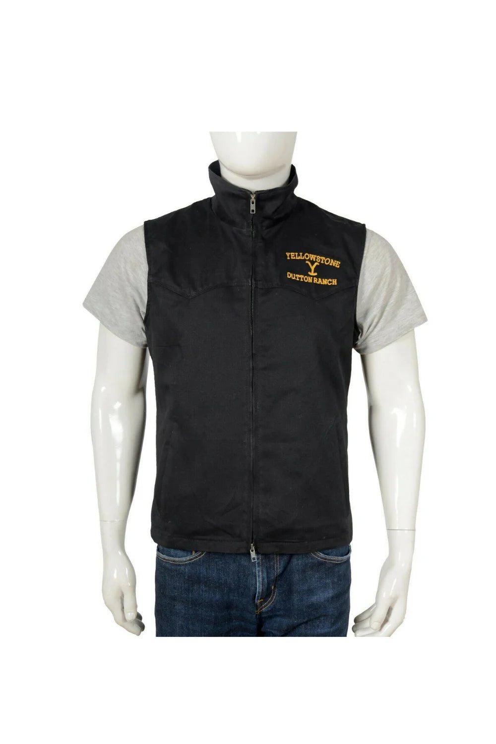 John Dutton Black Cotton Yellowstone Vest