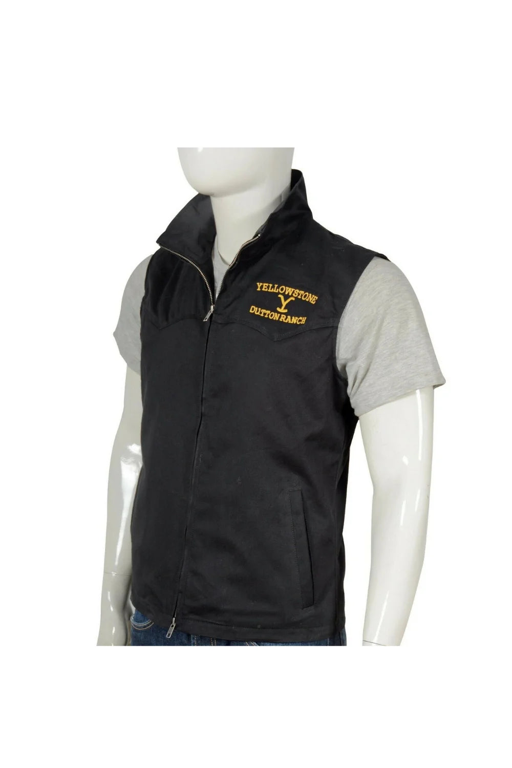 John Dutton Black Cotton Yellowstone Vest