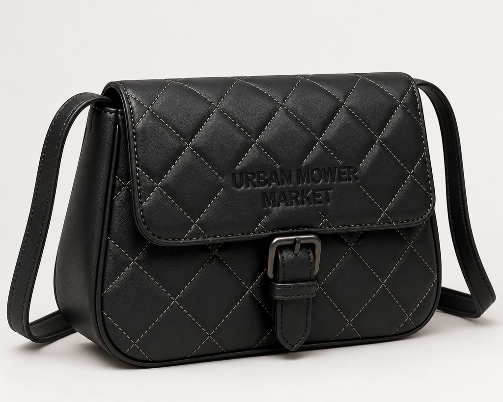 Urbanmowermarker Quilted Black Leather Crossbody Bag