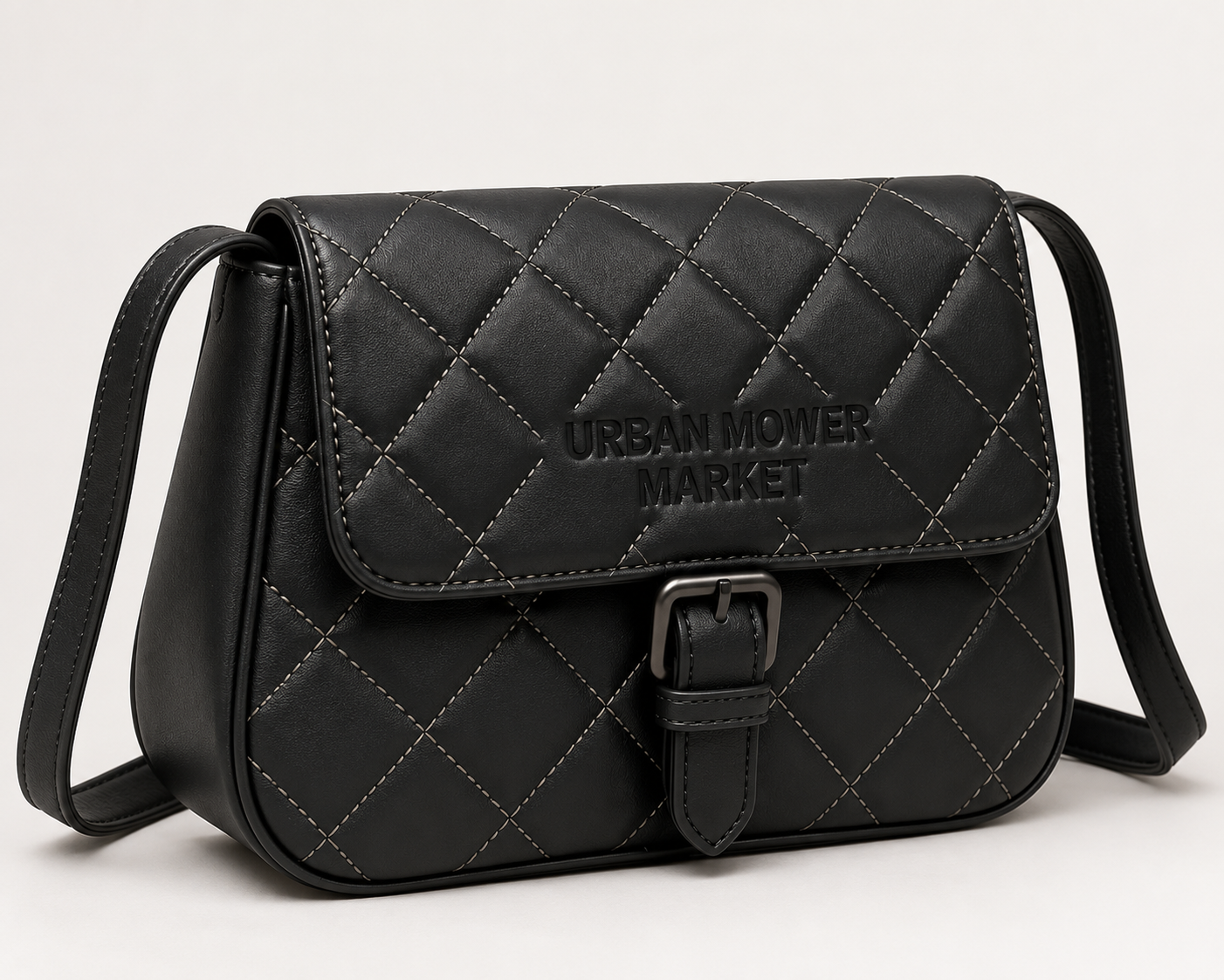 Urbanmowermarker Quilted Black Leather Crossbody Bag