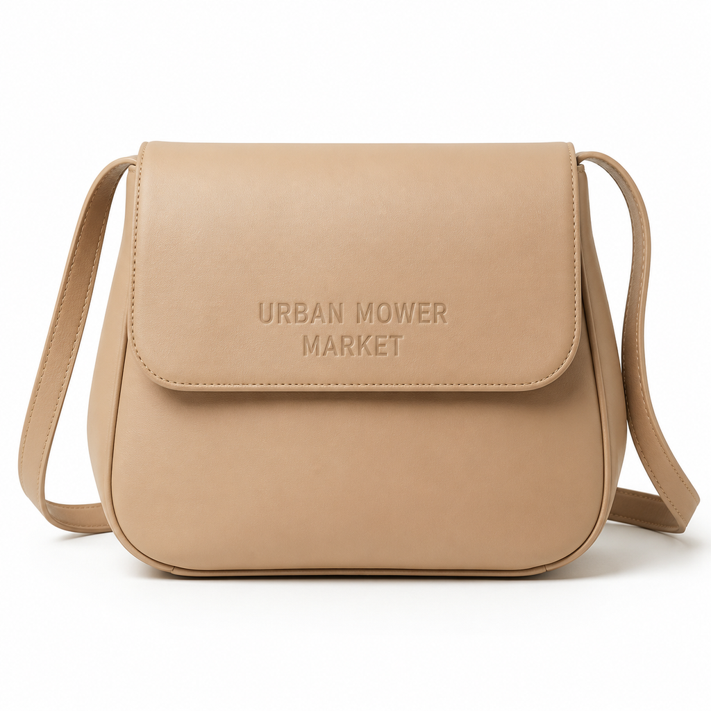 Urbanmowermarket Classic Beige Leather Crossbody Bag