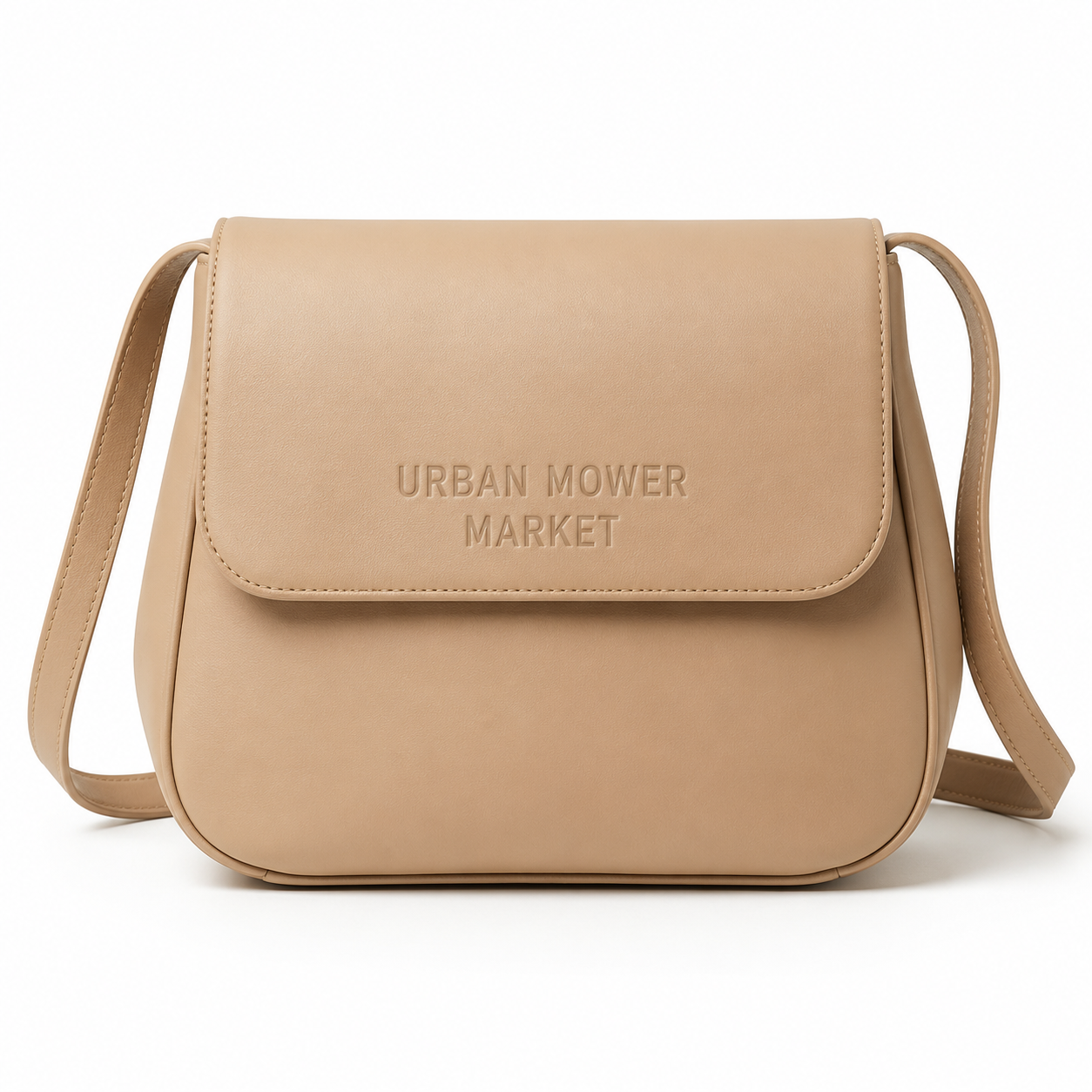 Urbanmowermarket Classic Beige Leather Crossbody Bag