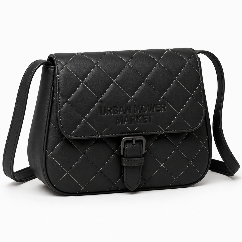 Urbanmowermarker Quilted Black Leather Crossbody Bag