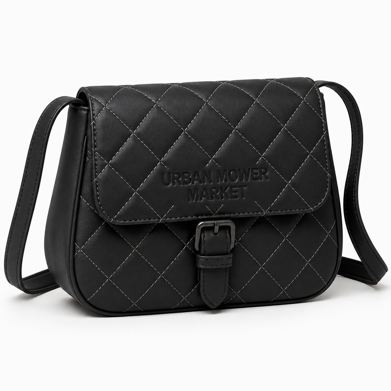 Urbanmowermarker Quilted Black Leather Crossbody Bag