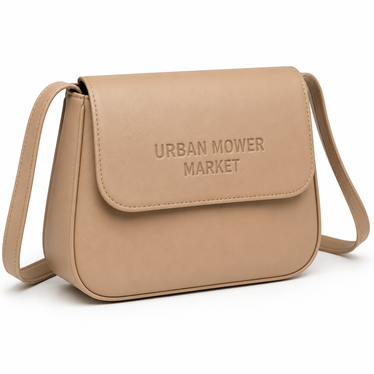 Urbanmowermarket Classic Beige Leather Crossbody Bag