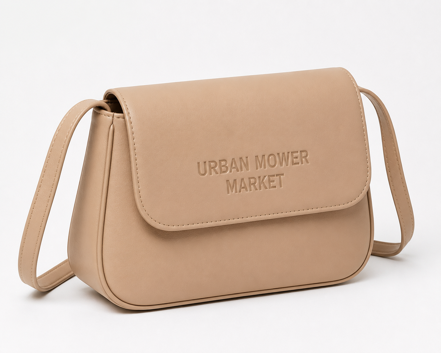 Urbanmowermarket Classic Beige Leather Crossbody Bag
