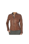 Women's Stylish Slim fit Jacket - Leather Biker Jacket Women - Medium, Brown