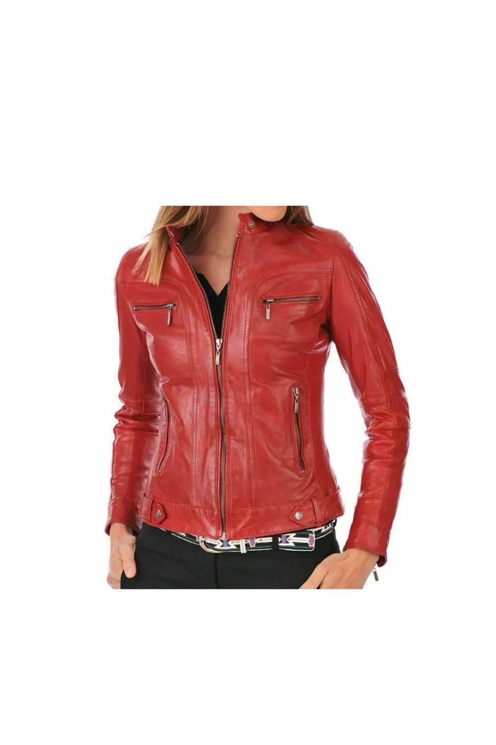 Women's Stylish Slim fit Jacket - Leather Biker Jacket Women