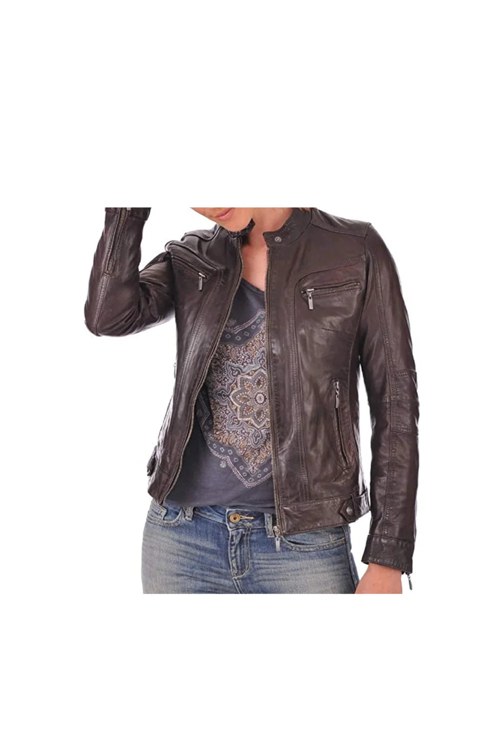 Women's Stylish Slim fit Jacket - Leather Biker Jacket Women